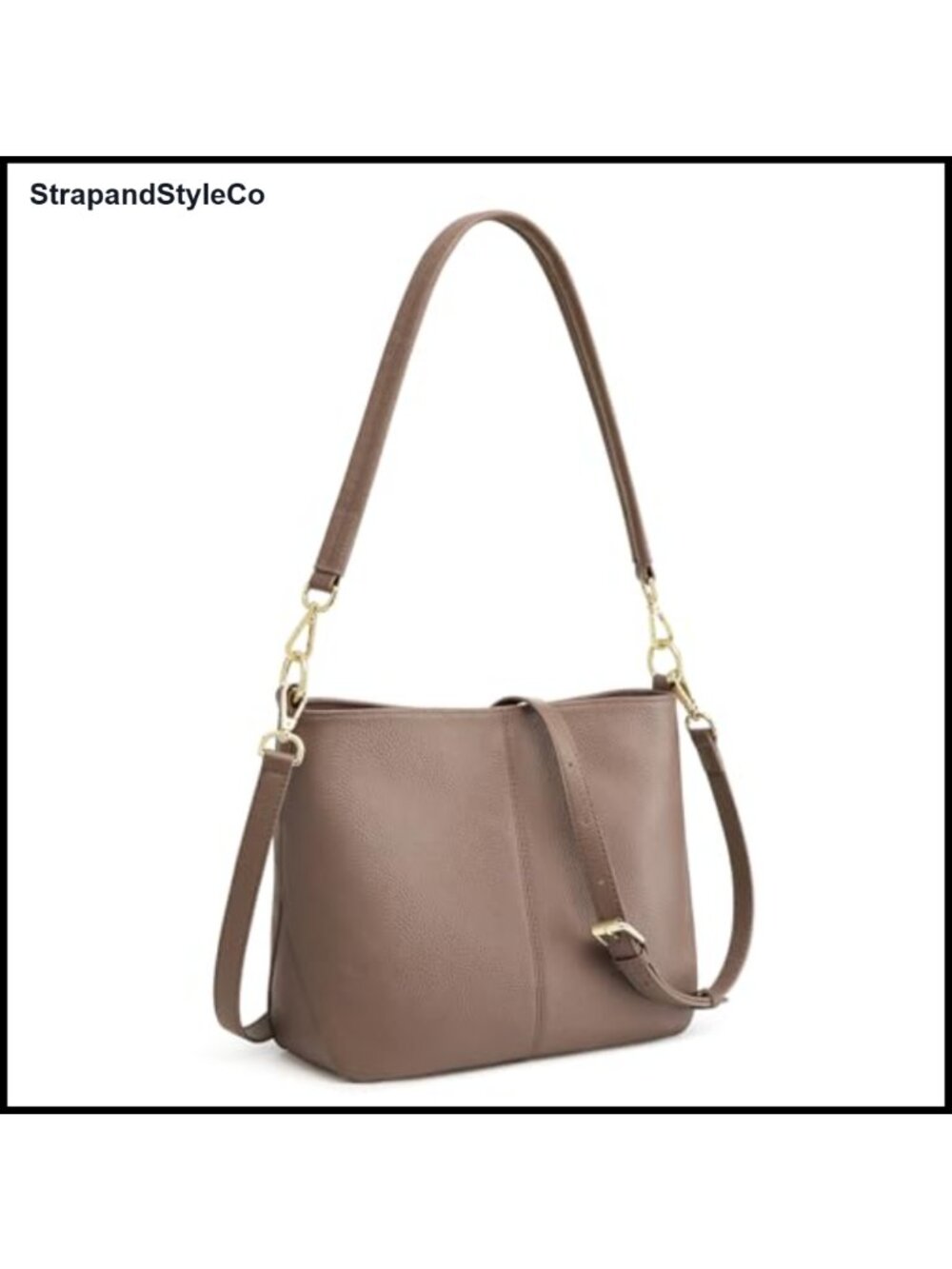Genuine Leather Crossbody Hobo Bag with 2 Straps Multi-Pocket Purse